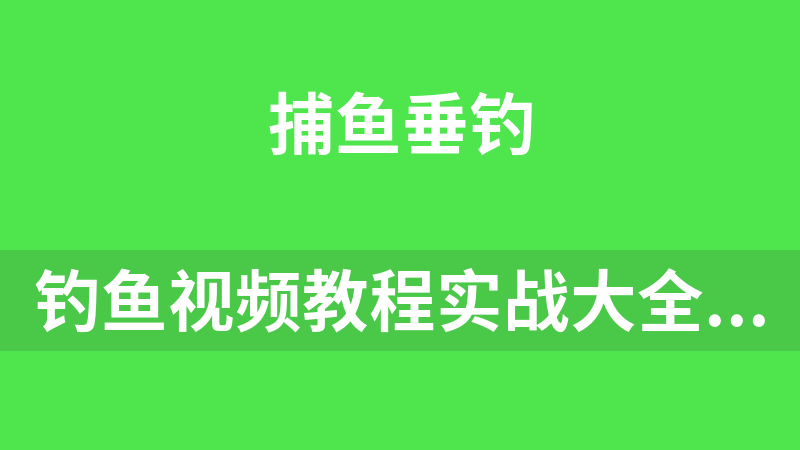 钓鱼视频教程实战大全技巧