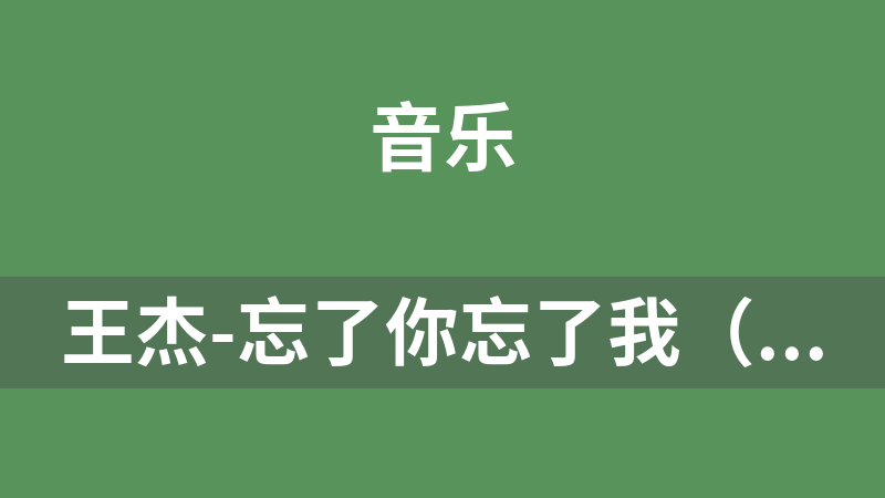 王杰-忘了你忘了我（国）.wav