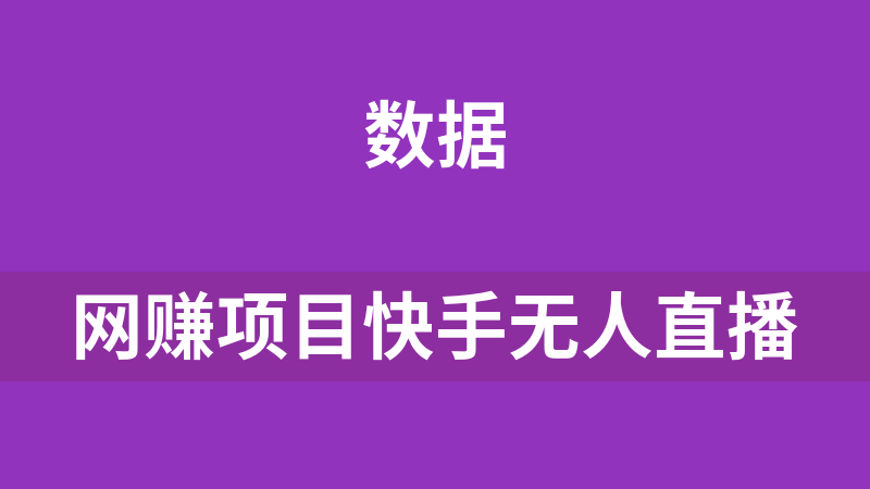 网赚项目快手无人直播