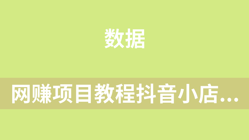 网赚项目教程抖音小店爆单