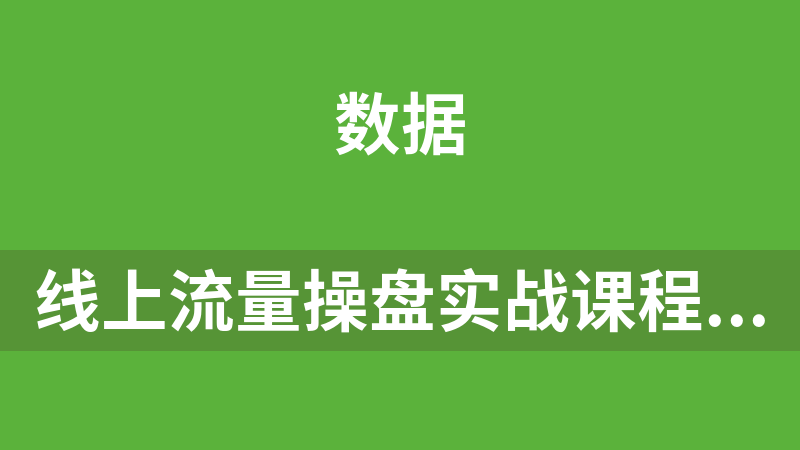 线上流量操盘实战课程网赚项目教程