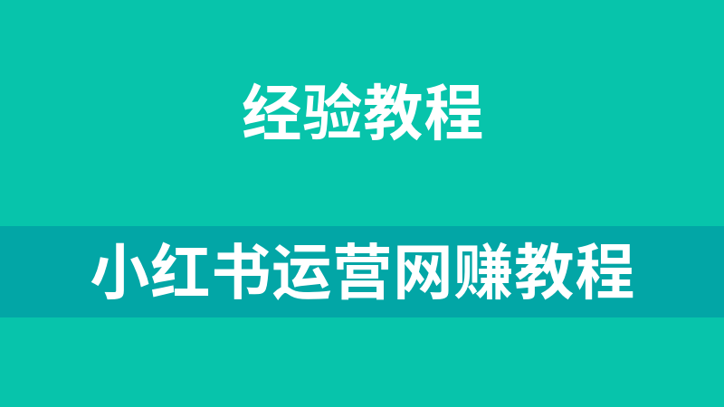 小红书运营网赚教程