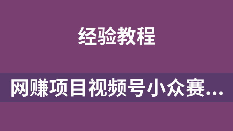 网赚副业项目视频号小众赛道，可长期运营