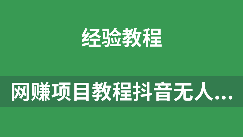 网赚副业项目教程抖音无人直播训练营
