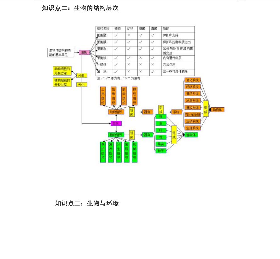 16组初中生物思维导图
